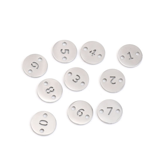 Immagine di 304 Acciaio Inossidabile Connettore Tondo Tono Argento Numero Messaggio " 8" 10mm Dia., 1 Pz