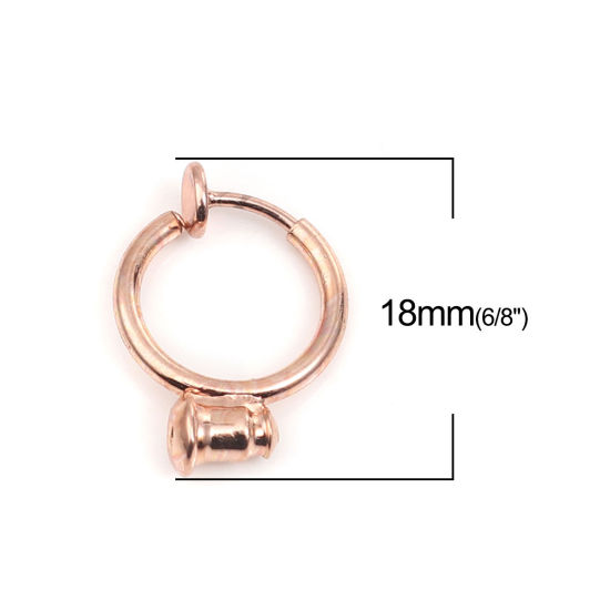 Picture of Brass Non Piercing Clip-on Earring Converter Turn Any Stud Into Clip-on Rose Gold Round 18mm x 13mm, 10 PCs                                                                                                                                                   