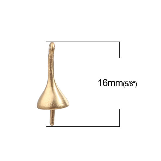 Immagine di 304 Acciaio Inossidabile Charms Cono Oro Placcato W/ Loop 16mm x 6mm, 1 Pz