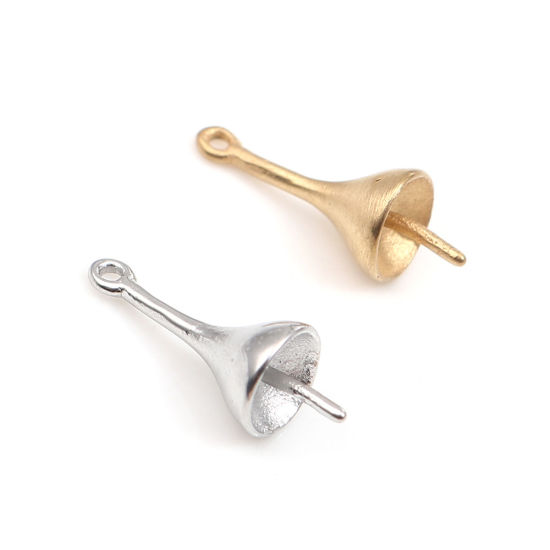 Immagine di 304 Acciaio Inossidabile Charms Cono Oro Placcato W/ Loop 16mm x 6mm, 1 Pz