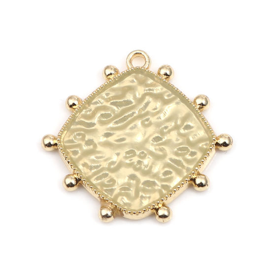 Picture of Zinc Based Alloy Charms Rhombus Gold Plated Pale Yellow 26mm x 25mm, 5 PCs
