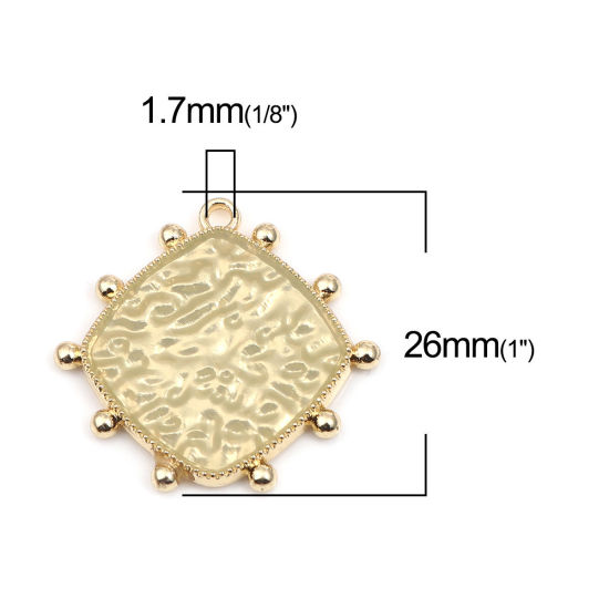 Picture of Zinc Based Alloy Charms Rhombus Gold Plated Pale Yellow 26mm x 25mm, 5 PCs