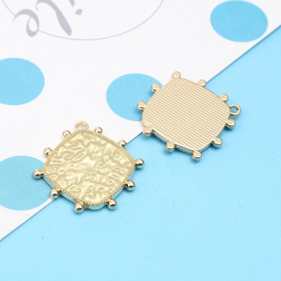 Picture of Zinc Based Alloy Charms Rhombus Gold Plated Pale Yellow 26mm x 25mm, 5 PCs