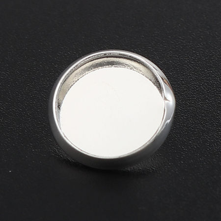 Zinklegierung Cabochon Fassung Rund Versilbert (für 10mm) 12mm D., 20 Stück