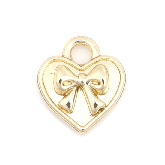 Immagine di Lega di Zinco San Valentino Charms Cuore Oro Placcato Cravatta a Farfalla 10mm x 9mm , 20 Pz