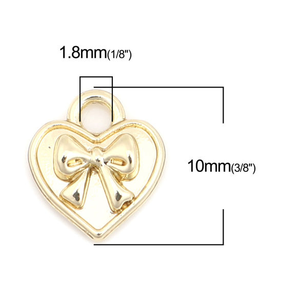Immagine di Lega di Zinco San Valentino Charms Cuore Oro Placcato Cravatta a Farfalla 10mm x 9mm , 20 Pz