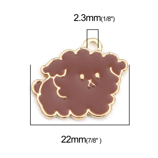 Immagine di Lega di Zinco Charms Pecora Oro Placcato Colore del Caffè Smalto 22mm x 19mm , 10 Pz