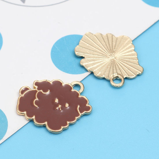 Immagine di Lega di Zinco Charms Pecora Oro Placcato Colore del Caffè Smalto 22mm x 19mm , 10 Pz