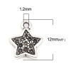 Изображение Цинковый Сплав галактика Подвески Звезда Античное Серебро (для ss3 Остроконечные Назад Страз) 12мм x 10мм, 30 ШТ
