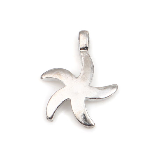 Picture of Zinc Based Alloy Ocean Jewelry Charms Star Fish Silver Tone 15mm x 11mm, 50 PCs
