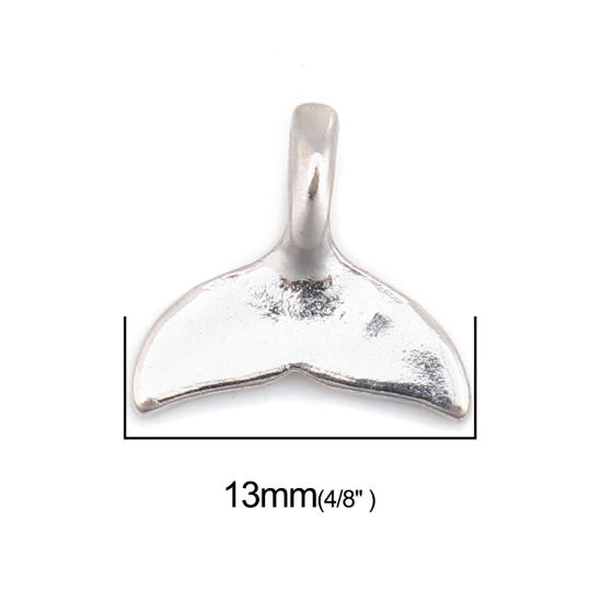 Picture of Zinc Based Alloy Charms Fishtail Silver Tone 13mm x 12mm, 50 PCs
