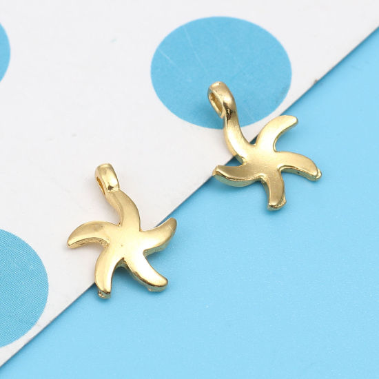 Picture of Zinc Based Alloy Ocean Jewelry Charms Star Fish Gold Plated 15mm x 11mm, 50 PCs