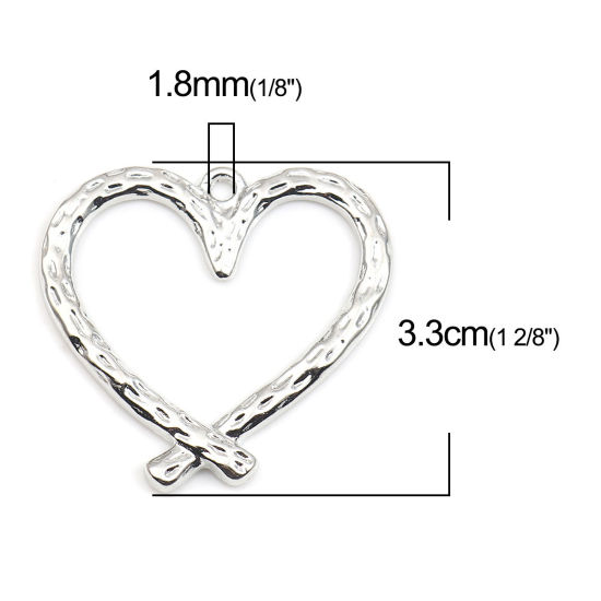 Immagine di Lega di Zinco San Valentino Ciondoli Cuore Tono Argento 34mm x 33mm , 30 Pz