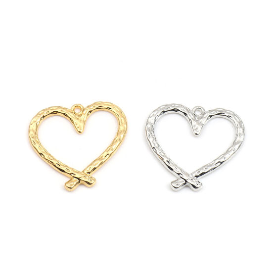 Immagine di Lega di Zinco San Valentino Ciondoli Cuore Tono Argento 34mm x 33mm , 30 Pz