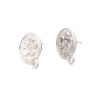 Picture of Zinc Based Alloy Ear Post Stud Earrings Findings Round Silver Tone Flower W/ Loop 19mm x 16mm, Post/ Wire Size: (20 gauge), 2 Pairs