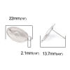 Picture of Zinc Based Alloy Ear Post Stud Earrings Findings Oval Silver Tone Rhombus W/ Loop 22mm x 11mm, Post/ Wire Size: (20 gauge), 2 Pairs