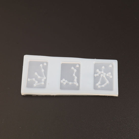 Picture of Silicone Resin Mold For Jewelry Making Rectangle White Constellation 93mm x 38mm, 2 PCs