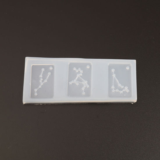 Picture of Silicone Resin Mold For Jewelry Making Rectangle White Constellation 93mm x 38mm, 2 PCs