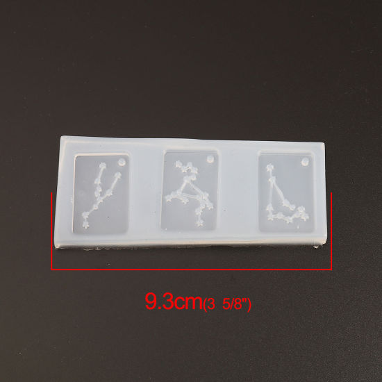 Picture of Silicone Resin Mold For Jewelry Making Rectangle White Constellation 93mm x 38mm, 2 PCs