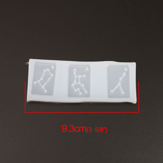 Picture of Silicone Resin Mold For Jewelry Making Rectangle White Constellation 93mm x 38mm, 2 PCs