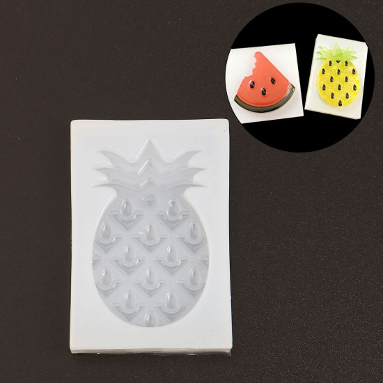 Picture of Silicone Resin Mold For Jewelry Making Rectangle White Pineapple 60mm x 40mm, 2 PCs