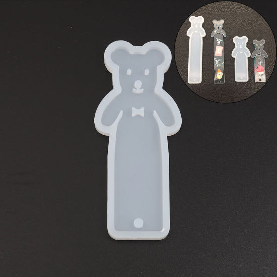 Picture of Silicone Resin Mold For Jewelry Making Bookmark White Bear 95mm x 40mm, 2 PCs