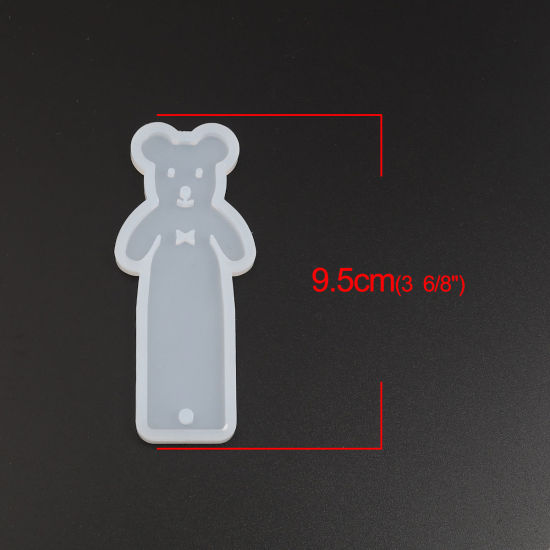 Picture of Silicone Resin Mold For Jewelry Making Bookmark White Bear 95mm x 40mm, 2 PCs