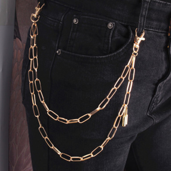 Body Belly Chain Paperclip Chains Necklace Lock Gold Plated 53cm, 1 Piece の画像