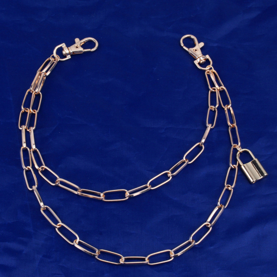 Bild von Körperkette Büroklammer Ketten für Taille Halskette Schloss Vergoldet 53cm, 1 Strang