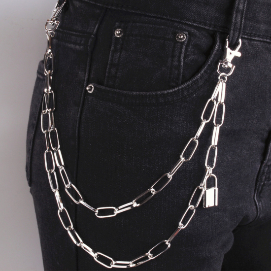 Body Belly Chain Paperclip Chains Necklace Lock Silver Tone 53cm, 1 Piece の画像