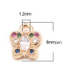 Picture of Zinc Based Alloy Insect Charms Butterfly Animal Gold Plated Multicolor Rhinestone 8mm x 7mm, 5 PCs