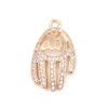 Picture of Zinc Based Alloy Micro Pave Charms Hand Gold Plated Clear Rhinestone 24mm x 14mm, 2 PCs