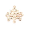 Imagen de Zamak Religión Conectores Flor de Loto Chapado en Oro 21mm x 21mm, 5 Unidades