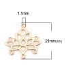 Imagen de Zamak Religión Conectores Flor de Loto Chapado en Oro 21mm x 21mm, 5 Unidades