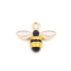 Picture of Zinc Based Alloy Insect Charms Bee Animal Gold Plated Black & Yellow Enamel 15mm x 12mm, 10 PCs