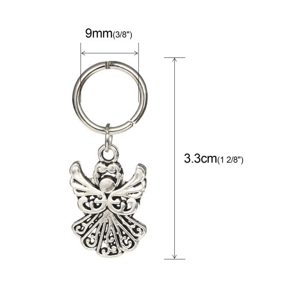 Picture of Zinc Based Alloy Knitting Stitch Markers Angel Antique Silver Color 33mm x 14mm, 10 PCs