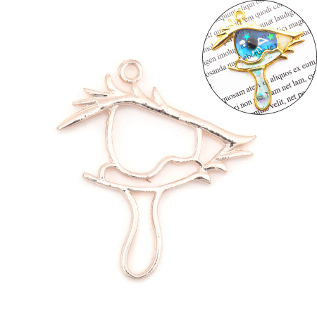 Zinc Based Alloy Open Back Bezel For Resin Rose Gold Eye 42mm x 41mm, 5 PCs