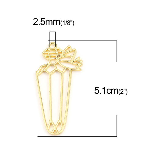 Picture of Zinc Based Alloy Open Back Bezel For Resin Gold Plated Perfume Bottles 51mm x 24mm, 5 PCs