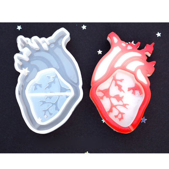 Picture of Silicone Resin Mold For Jewelry Making Anatomical Human Heart White 62mm x 38mm, 2 PCs