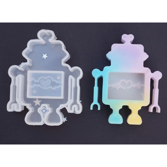 Picture of Silicone Resin Mold For Jewelry Making Robot White 63mm x 50mm, 2 PCs