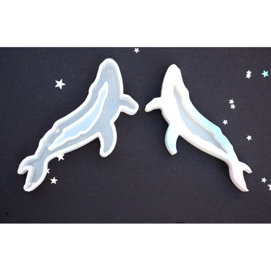 Picture of Silicone Resin Mold For Jewelry Making Whale Animal White 82mm x 31mm, 2 PCs