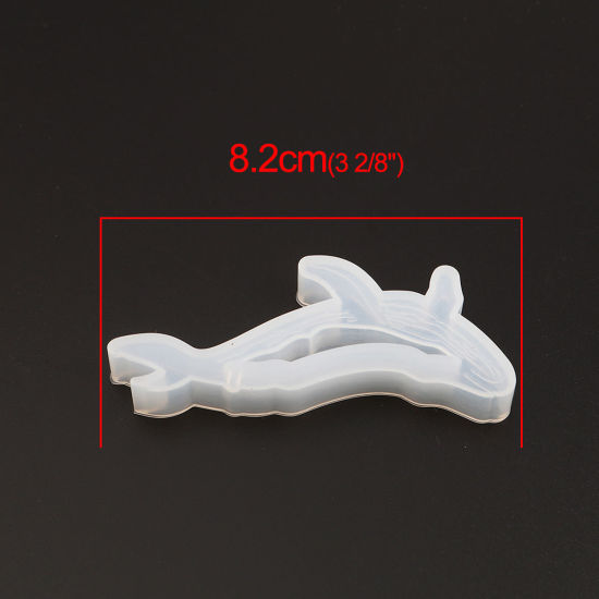 Picture of Silicone Resin Mold For Jewelry Making Whale Animal White 82mm x 31mm, 2 PCs