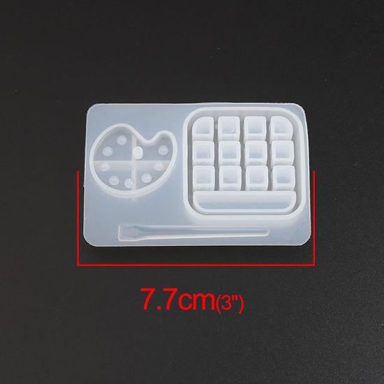 Picture of Silicone Resin Mold For Jewelry Making Rectangle White 77mm x 52mm, 1 Piece