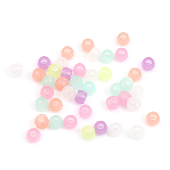 Picture of Acrylic Beads Cylinder At Random Mixed Glow In The Dark About 8mm x 6mm, Hole: Approx 3.8mm, 1000 PCs