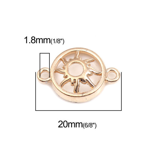 Изображение Цинковый Сплав галактика Коннекторы фурнитуры Круглые Позолоченный Белый Солнце С узором 20мм x 14мм, 10 ШТ