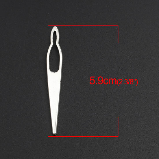 Imagen de Zamak Colgantes Aguja Plata Antigua 59mm x 9mm, 20 Unidades