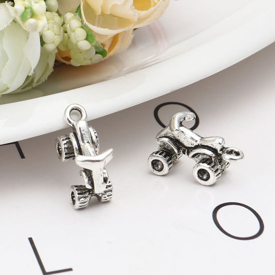 Picture of Zinc Based Alloy Charms Motorcycle Antique Silver Color 19mm x 14mm, 20 PCs