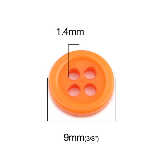 Picture of Resin Sewing Buttons Scrapbooking 4 Holes Round Orange 9mm Dia, 500 PCs