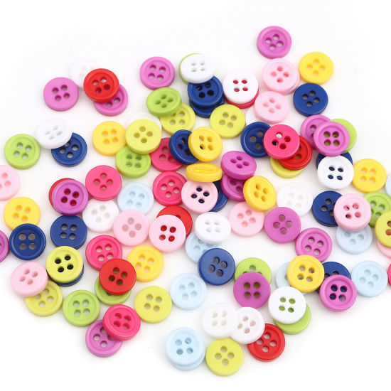 Picture of Resin Sewing Buttons Scrapbooking 4 Holes Round At Random Mixed 9mm Dia, 500 PCs