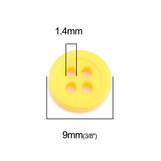 Bild von Harz Knöpfe für Aufnähen Scrapbooking 4 Löcher Rund Zufällig Mix 9mm D., 500 Stück